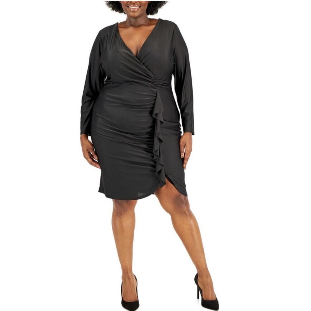 B Darlin Women’s Black Wrap Dress 18W